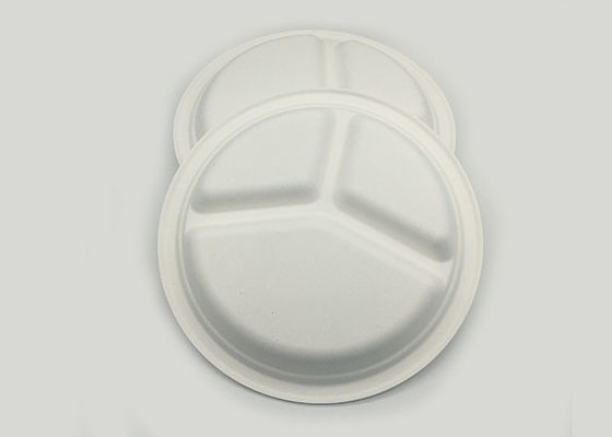 10" 3 Compartment Strong Dinnerware Bagasse Paper Plates