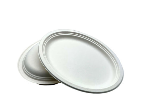 17g 10" Oval Biodegradable Sugarcane Bagasse Plates