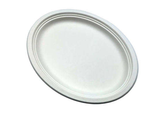 17g 10" Oval Biodegradable Sugarcane Bagasse Plates
