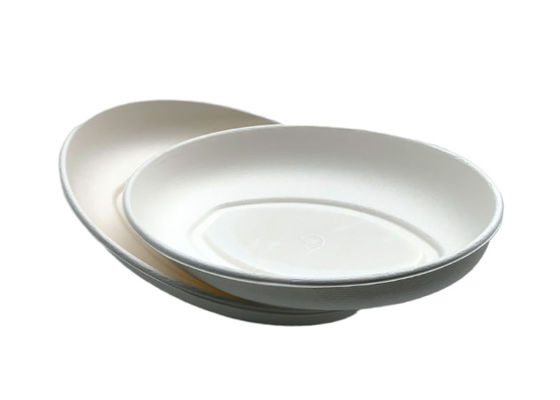 Oval 262.5x197x20.1mm Biodegradable Sugarcane Bagasse Plates