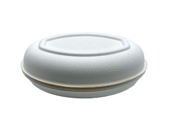 Oval 262.5x197x20.1mm Biodegradable Sugarcane Bagasse Plates