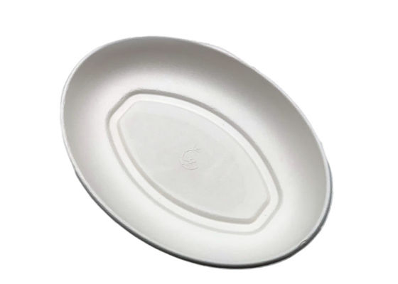Oval 262.5x197x20.1mm Biodegradable Sugarcane Bagasse Plates