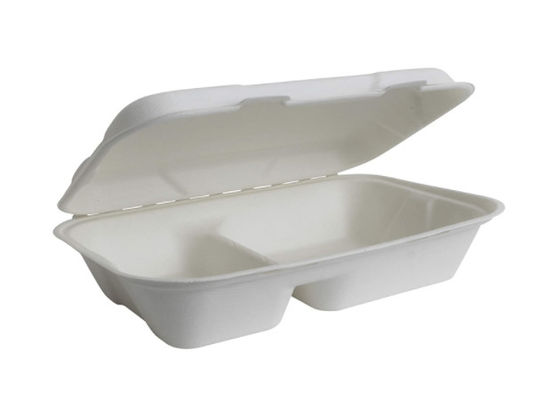 Natural 35g Clamshell 22.5×12.5×5.5cm Biodegradable Salad Boxes