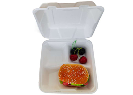 Biodegradable compostable bagasse 8inch compartment lunch paper boxes for fast food for restaurant and party use