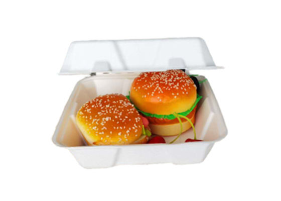 8 Inch  Clamshell Sugarcane  Biodegradable To Go Containers
