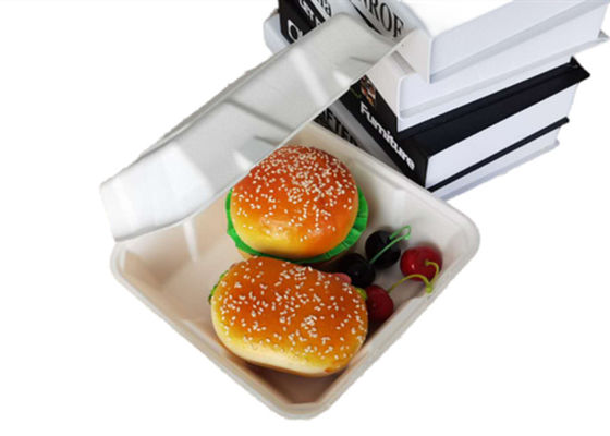 8 Inch  Clamshell Sugarcane  Biodegradable To Go Containers
