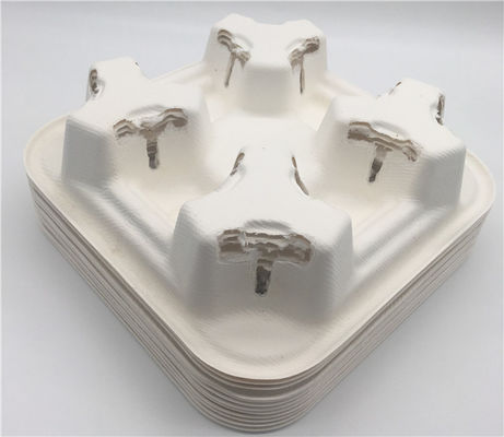 Disposable Biodegradable Bagasse Sugarcane Coffee paper pulp Cup Holder Carry Tray for 2/4 Cups