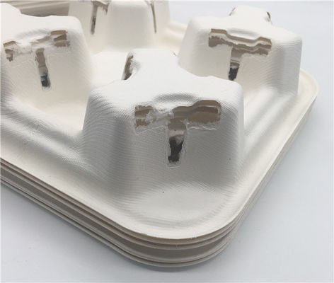 Disposable Biodegradable Bagasse Sugarcane Coffee paper pulp Cup Holder Carry Tray for 2/4 Cups