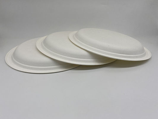 Oilproof Natural White Biodegradable Sugarcane Bagasse Plates 9"