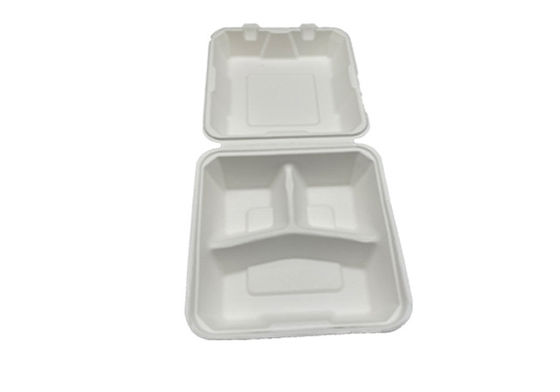 9 Inch 3 Compartment  Biodegradable Takeout Food Containers