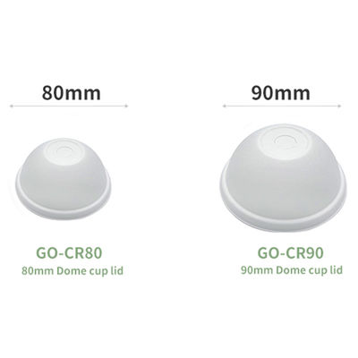 Eco Friendly 80mm Dome Take Away Sugarcane Pulp 100% Biodegradable Paper Cup Lids 90Mm White For Tea Cup