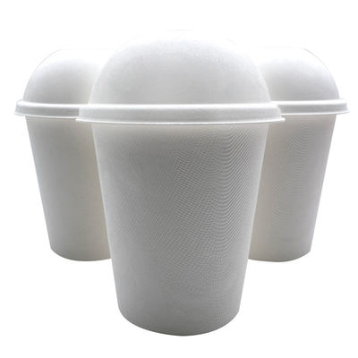 Eco Friendly 80mm Dome Take Away Sugarcane Pulp 100% Biodegradable Paper Cup Lids 90Mm White For Tea Cup