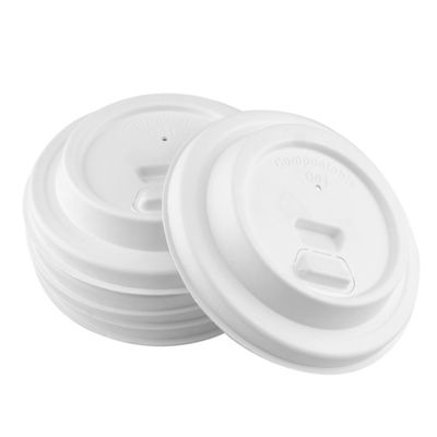 80mm Cup Cover Hot Molded Biodegradable Bagasse Pulp Sugarcane Coffee Cup Cover Lids For Family Foods