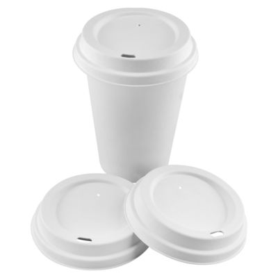 100% Biodegradable Sugarcane Pulp Molded Sip Lid , Round , Bleached 80mm cup lids