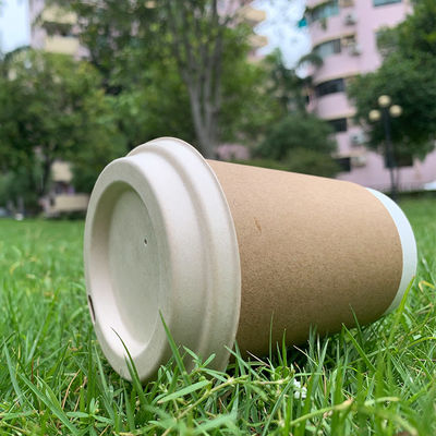 100% Biodegradable Sugarcane Pulp Molded Sip Lid , Round , Bleached 80mm cup lids