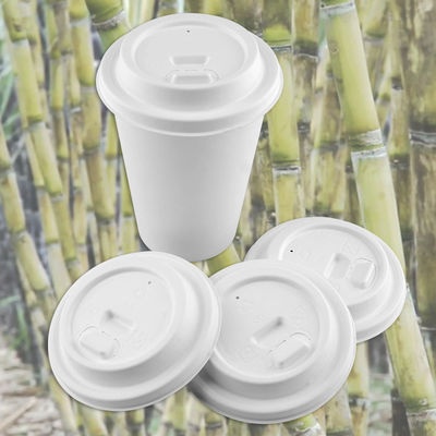 100% Recyclable Sugarcane Bagasse Screw On Lids For 8oz 12oz 16oz Cups