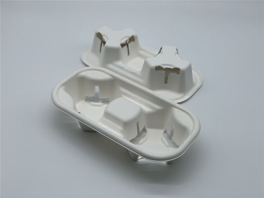 Zero Plastic Compostable Sugarcane Bagasse 2 Cup Carrier