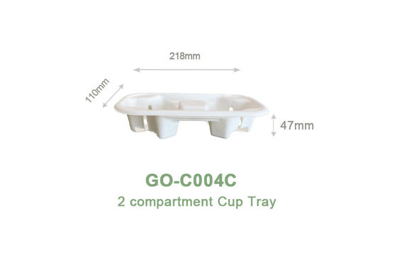 Zero Plastic Compostable Sugarcane Bagasse 2 Cup Carrier