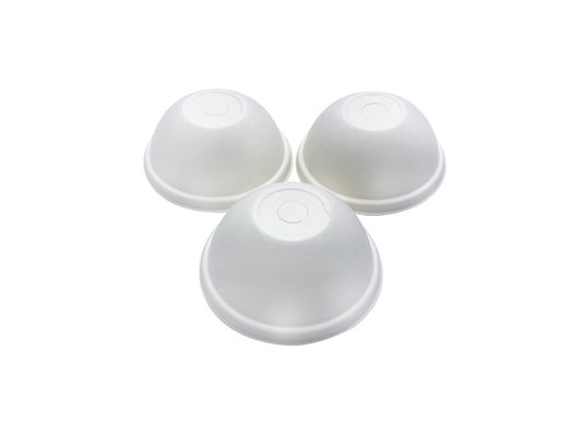 Eco Friendly 100% Compostable Biodegradable White 80mm Bagasse Cup Lids Non Leak Cover For Dessert And Cola