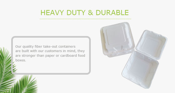 Biodegradable Compostable Hamburger Boxes , 6 Inch White Disposable For Fast Food