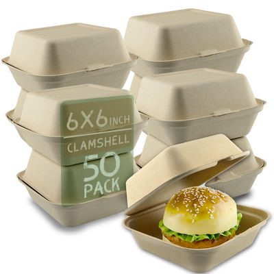 Biodegradable Compostable Hamburger Boxes , 6 Inch White Disposable For Fast Food