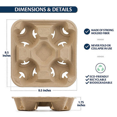 Takeout Containers For 4 Cups 100% Compostable Biodegradable For Coffee Or Tea Cup