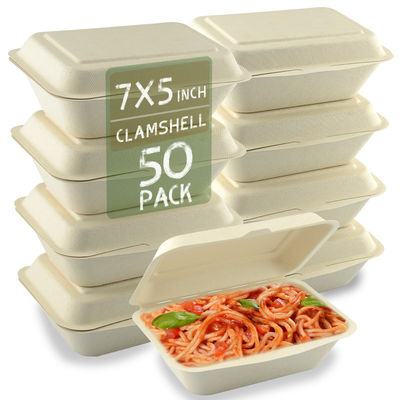 7*5 Inch Compostable Food To Go Containers Disposable Take Away Food Lunch Box