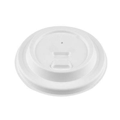 100% Compostable Biodegradable 80mm 90mm Bagasse Lids Non Leak Cover For Cola