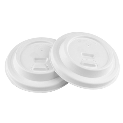 100% Compostable Biodegradable 80mm 90mm Bagasse Lids Non Leak Cover For Cola