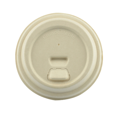 100% Compostable Biodegradable 80mm 90mm Bagasse Lids Non Leak Cover For Cola