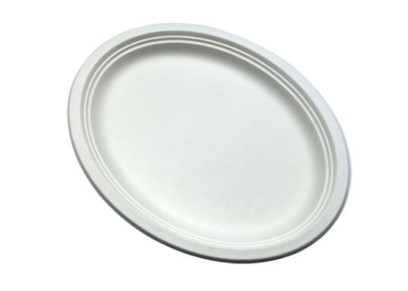 17g 10" Oval Biodegradable Sugarcane Bagasse Plates
