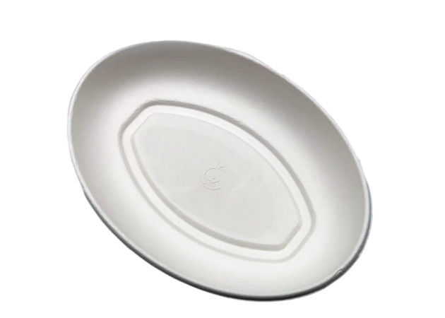 Oval 262.5x197x20.1mm Biodegradable Sugarcane Bagasse Plates