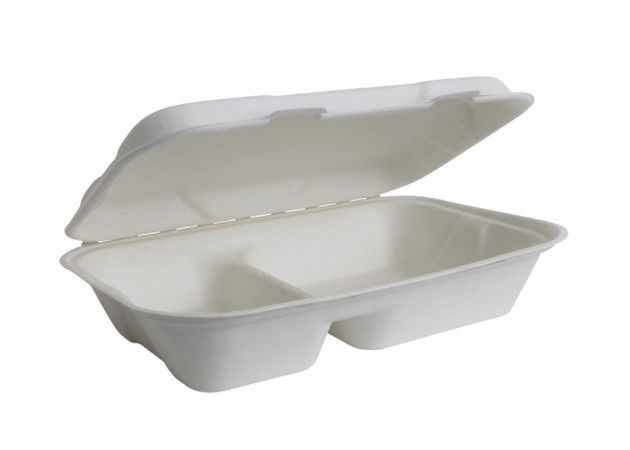 Natural 35g Clamshell 22.5×12.5×5.5cm Biodegradable Salad Boxes