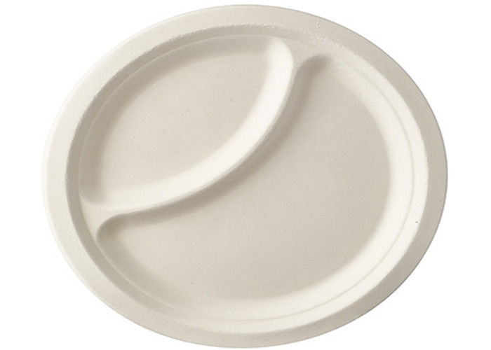 9 Inch 2 Compartment Biodegradable Sugarcane Bagasse Plates