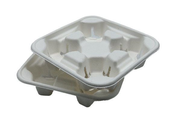 Disposable Biodegradable Bagasse Sugarcane Coffee paper pulp Cup Holder Carry Tray for 2/4 Cups