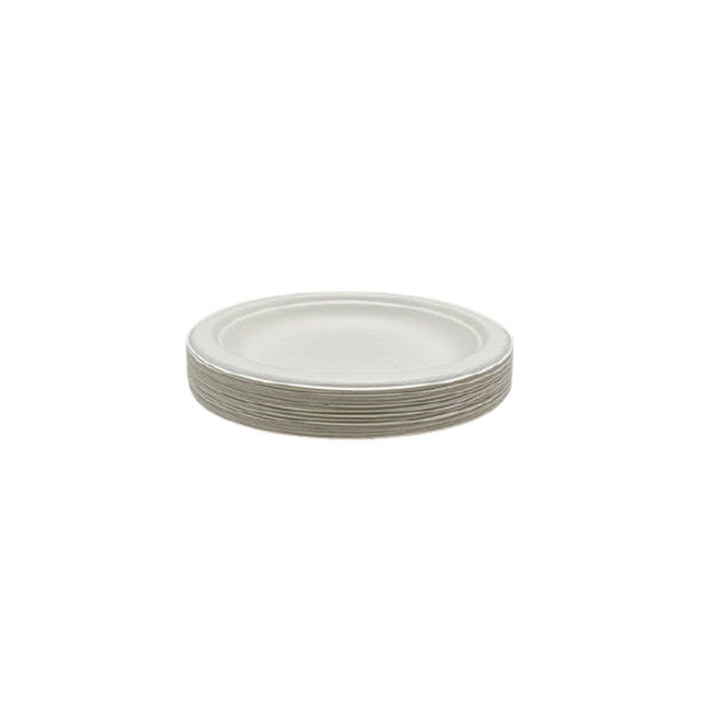 Oilproof Natural White Biodegradable Sugarcane Bagasse Plates 9"