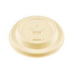 80mm Cup Cover Hot Molded Biodegradable Bagasse Pulp Sugarcane Coffee Cup Cover Lids For Family Foods