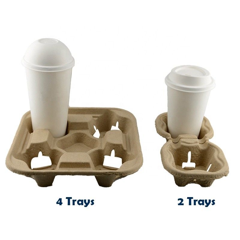 Biodegradable Heat Insulation 2 4 Trays Takeaway Coffee Cup Carrier