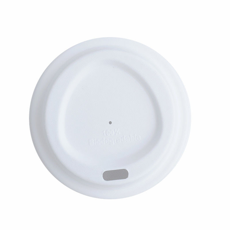 Sugarcane Pulp Molded Sip Lid , Triangle Design , Bleached 80mm